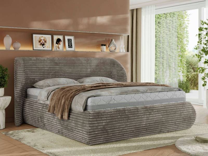 MKS MÖBEL Polsterbett CAELA Classic (Bett, Doppelbett mit Bettkasten & Lattenrost, ohne/mit Matratze), Gasdruck-Mechanismus, gepolstertes Kopfteil 110 cm, Größen 140–200 cm von MKS MÖBEL