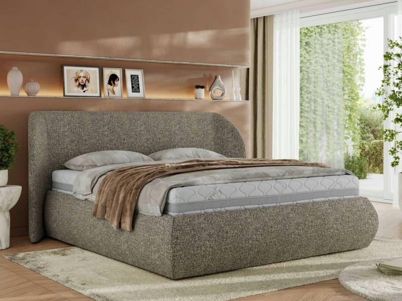 MKS MÖBEL Polsterbett CAELA Classic (Bett, Doppelbett mit Bettkasten & Lattenrost, ohne/mit Matratze), Gasdruck-Mechanismus, gepolstertes Kopfteil 110 cm, Größen 140–200 cm von MKS MÖBEL