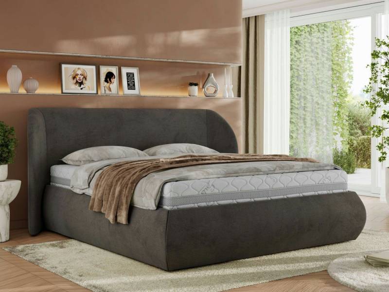 MKS MÖBEL Polsterbett CAELA Classic (Bett, Doppelbett mit Bettkasten & Lattenrost, ohne/mit Matratze), Gasdruck-Mechanismus, gepolstertes Kopfteil 110 cm, Größen 140–200 cm von MKS MÖBEL