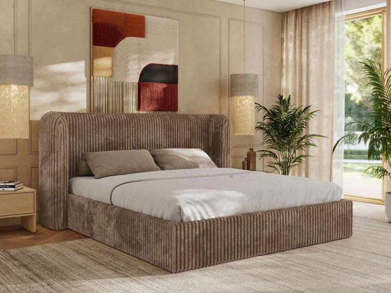 MKS MÖBEL Polsterbett EMORA CLASSIC (Bett, Doppelbett mit Lattenrost, ohne/mit Matratze), Kopfteil 111 cm, 140-200 cm von MKS MÖBEL