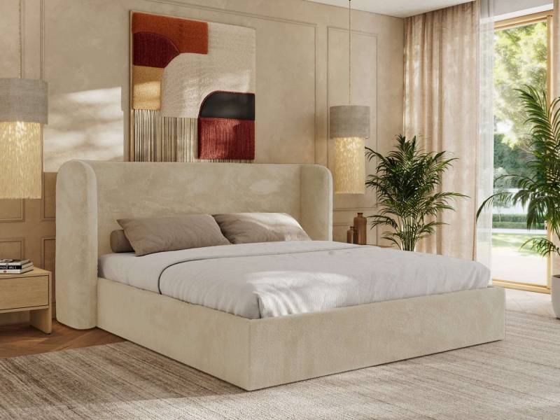 MKS MÖBEL Polsterbett EMORA CLASSIC (Bett, Doppelbett mit Lattenrost, ohne/mit Matratze), Kopfteil 111 cm, 140-200 cm von MKS MÖBEL