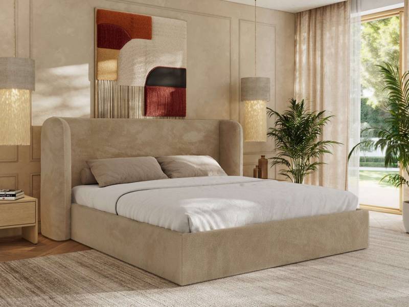 MKS MÖBEL Polsterbett EMORA CLASSIC (Bett, Doppelbett mit Lattenrost, ohne/mit Matratze), Kopfteil 111 cm, 140-200 cm von MKS MÖBEL