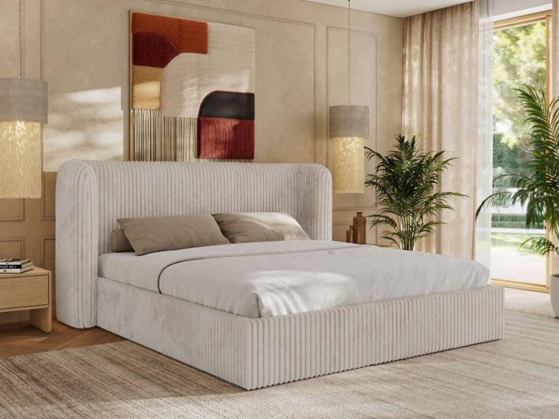 MKS MÖBEL Polsterbett EMORA CLASSIC (Bett, Doppelbett mit Lattenrost, ohne/mit Matratze), Kopfteil 111 cm, 140-200 cm von MKS MÖBEL