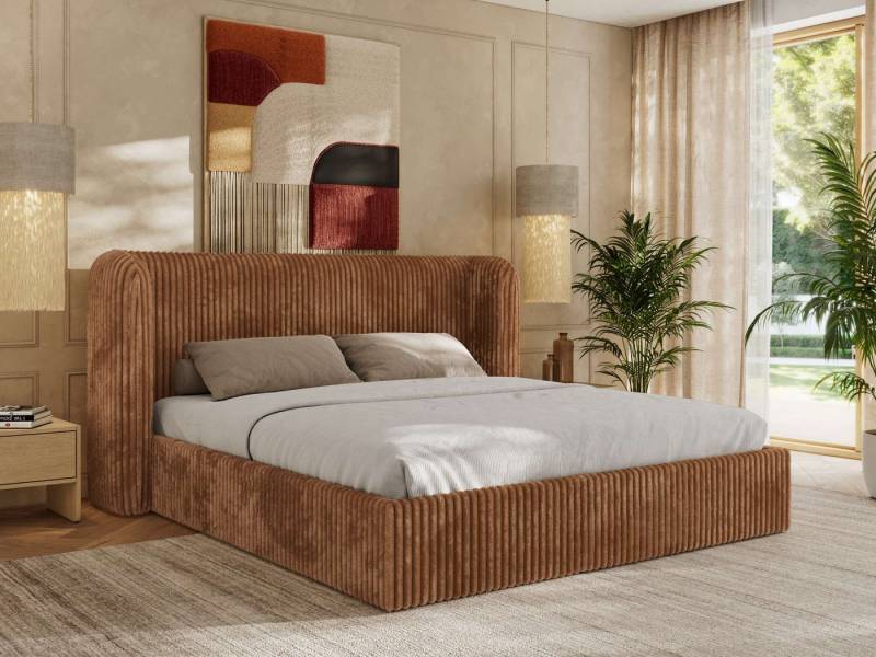 MKS MÖBEL Polsterbett EMORA CLASSIC (Bett, Doppelbett mit Lattenrost, ohne/mit Matratze), Kopfteil 111 cm, 140-200 cm von MKS MÖBEL