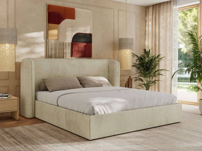 MKS MÖBEL Polsterbett EMORA CLASSIC (Bett, Doppelbett mit Lattenrost, ohne/mit Matratze), Kopfteil 111 cm, 140-200 cm von MKS MÖBEL