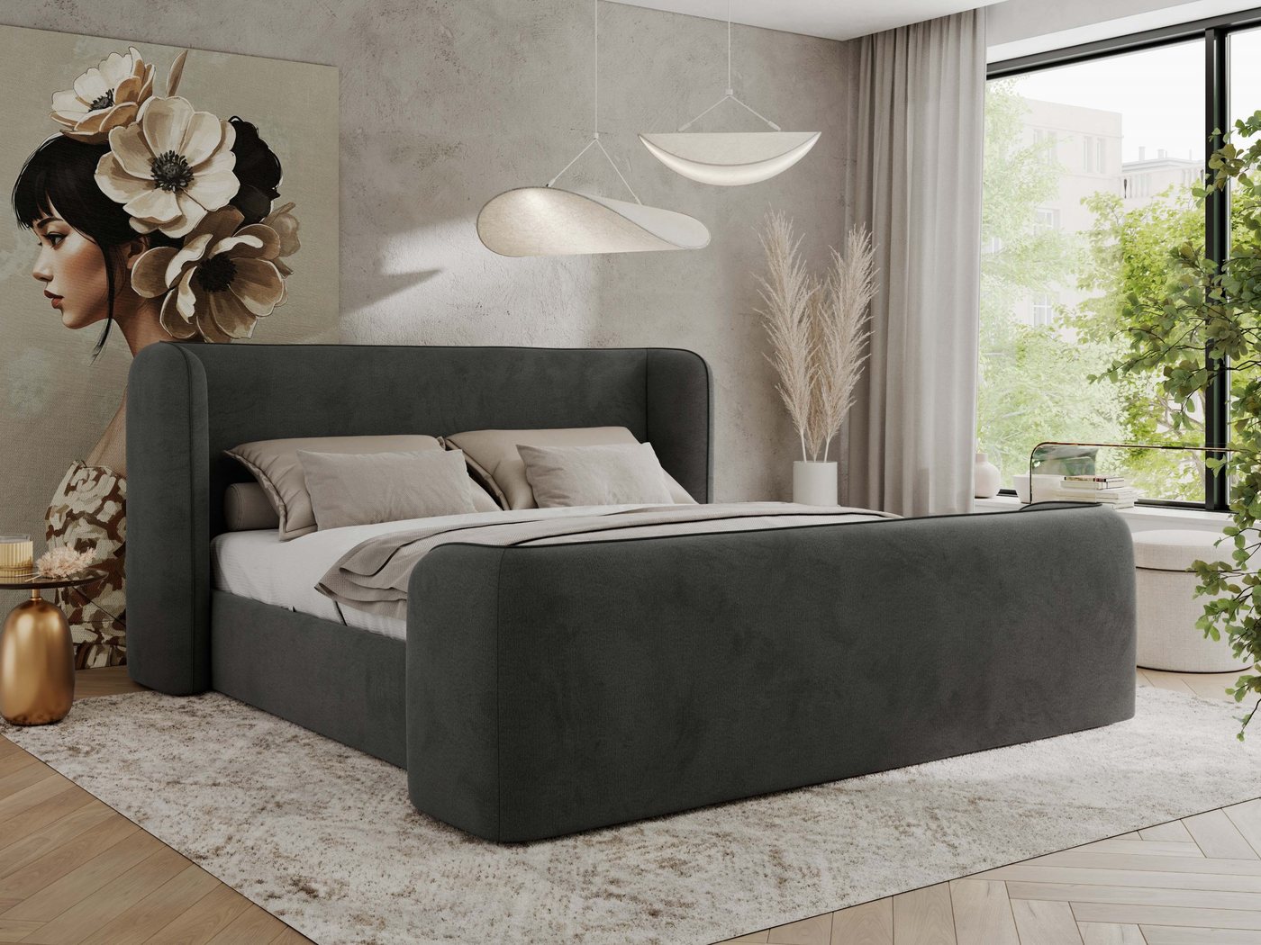 MKS MÖBEL Polsterbett EMORA DUO (Packung, Set, Gepolstertes Kopfteil, modernes Designerbett mit wählbaren), Doppelbett, mit/ohne Matratzen, ohne Bettkasten von MKS MÖBEL