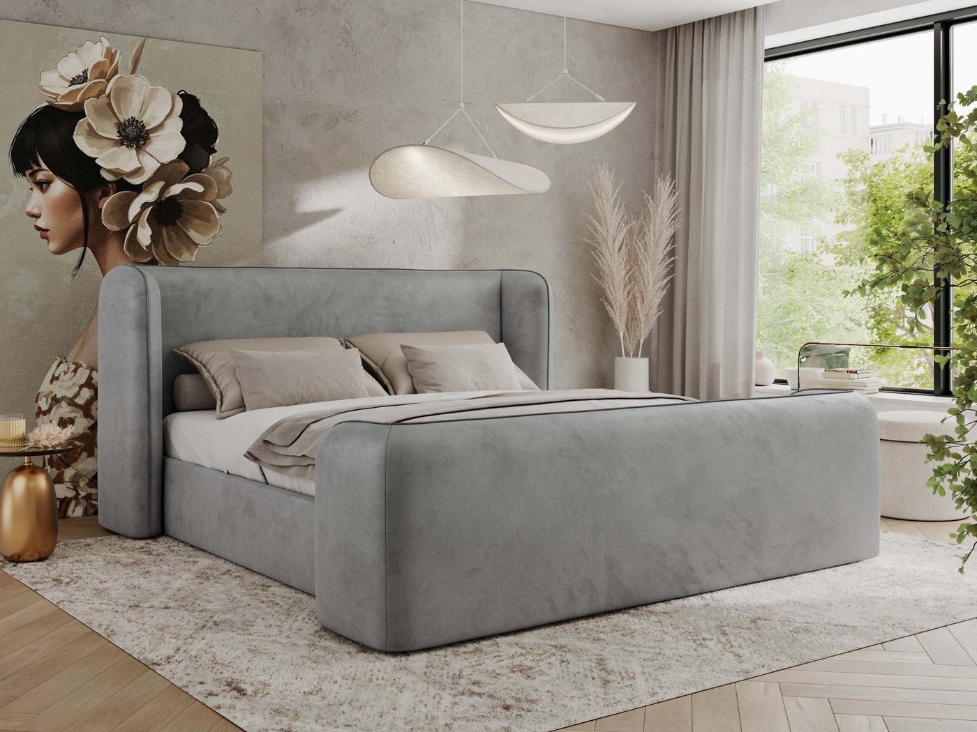 MKS MÖBEL Polsterbett EMORA DUO (Packung, Set, Gepolstertes Kopfteil, modernes Designerbett mit wählbaren), Doppelbett, mit/ohne Matratzen, ohne Bettkasten von MKS MÖBEL