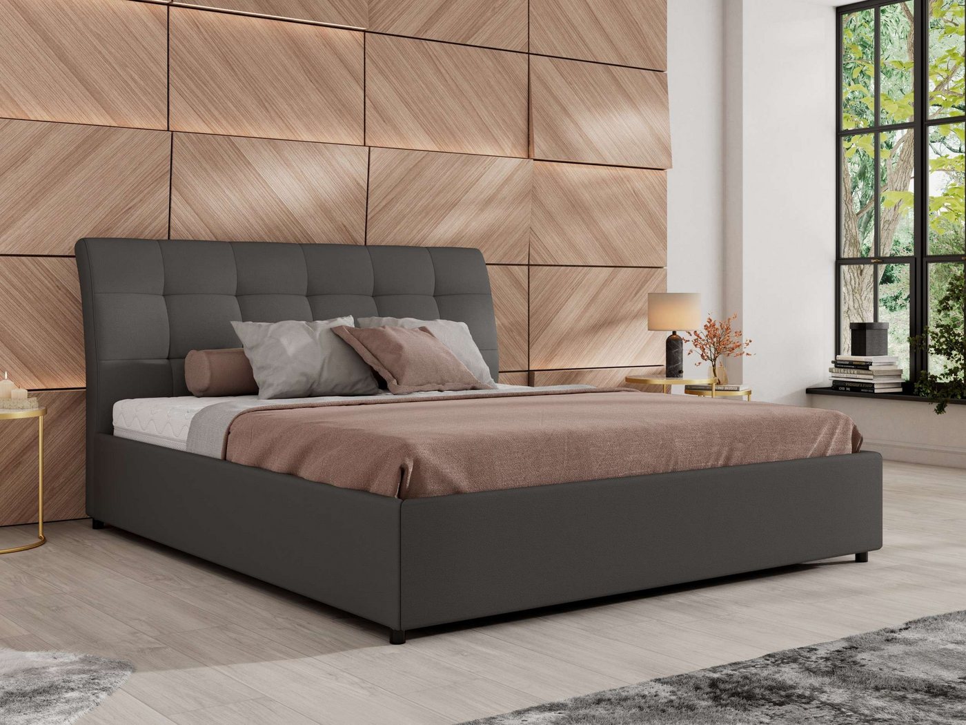 MKS MÖBEL Polsterbett GALA CLASSIC (Set, ohne oder mit Matratze im Set (Schaumstoff, Federkern, Multipocket), Metall-Lift, gepolsterter Kopfteil, mit Lattenrost & Bettkasten von MKS MÖBEL