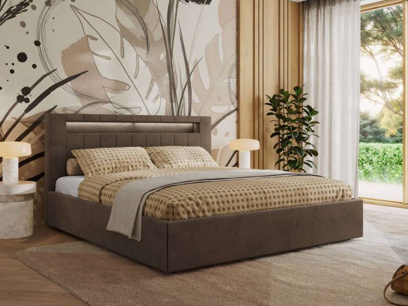 MKS MÖBEL Polsterbett GOLD 5 Classic (Bett, Bett mit Bettkasten & LED-Kopfteil), Lattenrost integriert, 140–200x200 cm von MKS MÖBEL