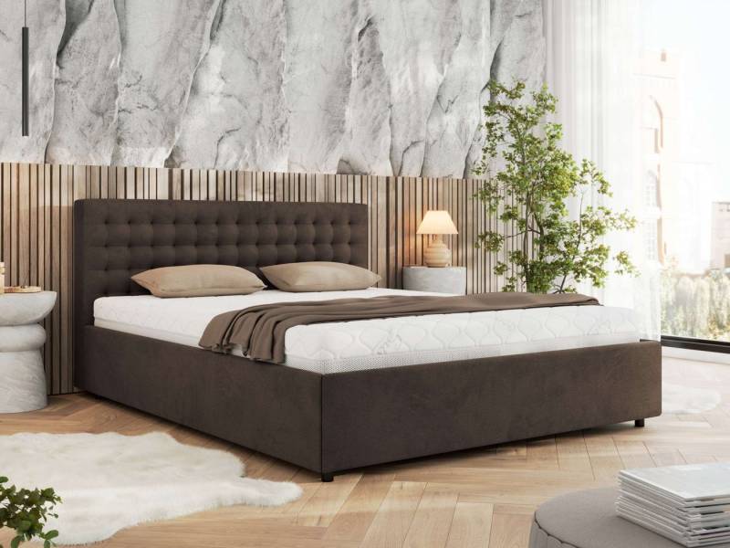 MKS MÖBEL Polsterbett PAVO Classic (Bett, mit Bettkasten – Doppelbett, Lattenrost integriert), gesteppte Kopfteil, 140–200x200 cm von MKS MÖBEL