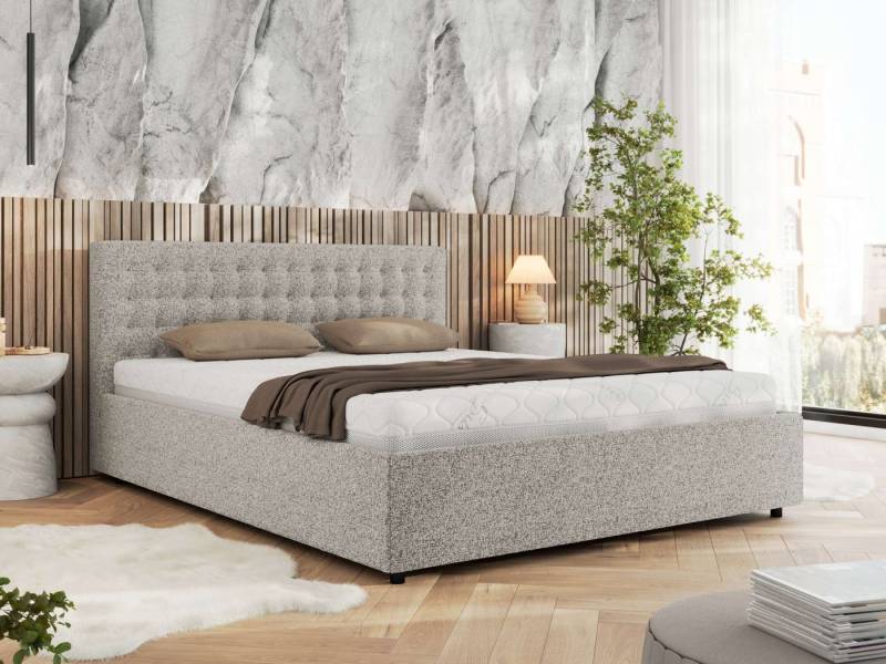 MKS MÖBEL Polsterbett PAVO Classic (Bett, mit Bettkasten – Doppelbett, Lattenrost integriert), gesteppte Kopfteil, 140–200x200 cm von MKS MÖBEL
