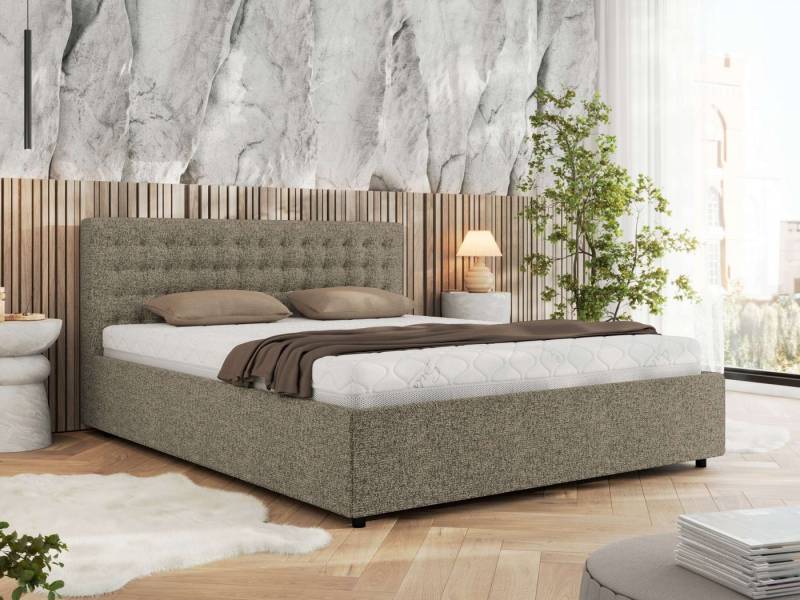 MKS MÖBEL Polsterbett PAVO Classic (Bett, mit Bettkasten – Doppelbett, Lattenrost integriert), gesteppte Kopfteil, 140–200x200 cm von MKS MÖBEL