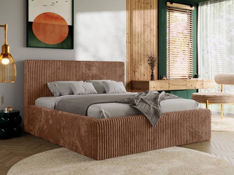 MKS MÖBEL Polsterbett TILIANO CLASSIC (Packung, Set, moderne Bett mit Stauraum, Doppelbett mit Gepolstertes Kopfteil), Cord Bett, mit/ ohne Matratzen, Lattenrost von MKS MÖBEL