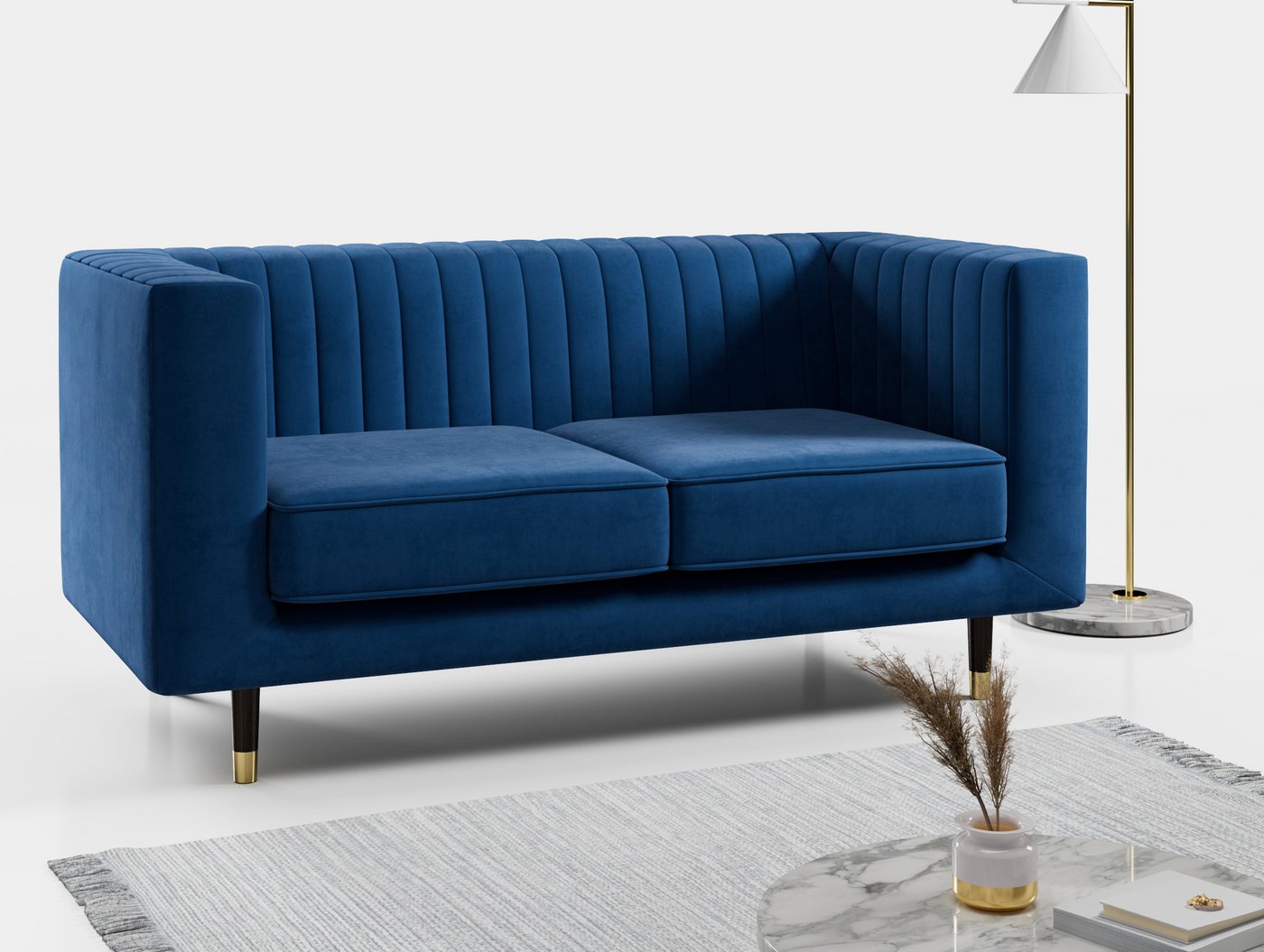 MKS MÖBEL Sofa ELMO 2, Ein freistehendes Zweisitzer-Sofa, Modern Stil, hohen Metallbeinen von MKS MÖBEL