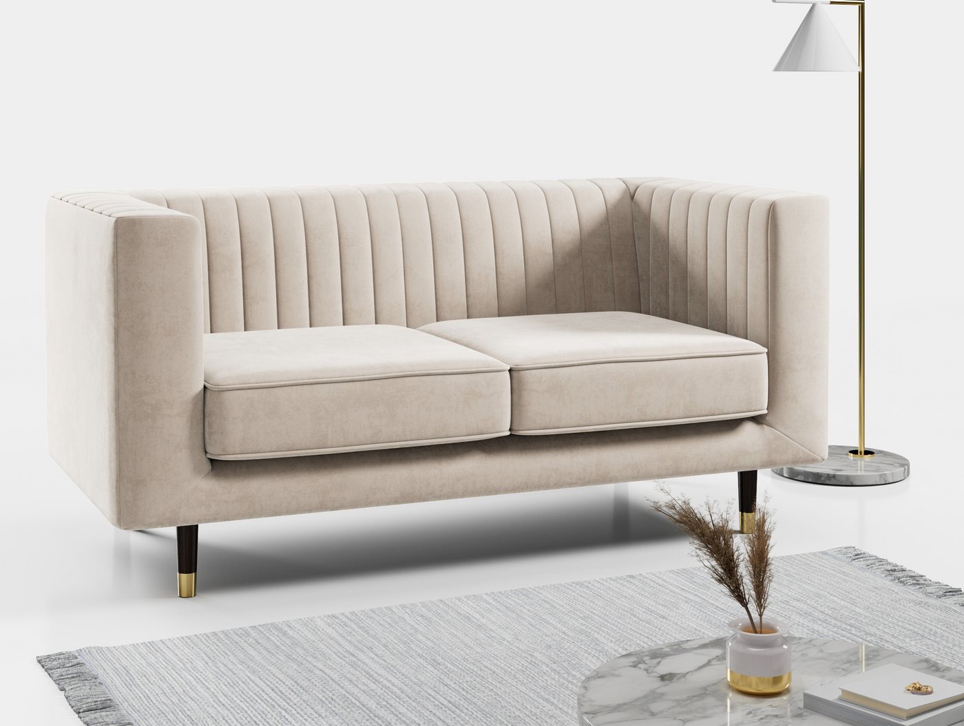 MKS MÖBEL Sofa ELMO 2, Ein freistehendes Zweisitzer-Sofa, Modern Stil, hohen Metallbeinen von MKS MÖBEL