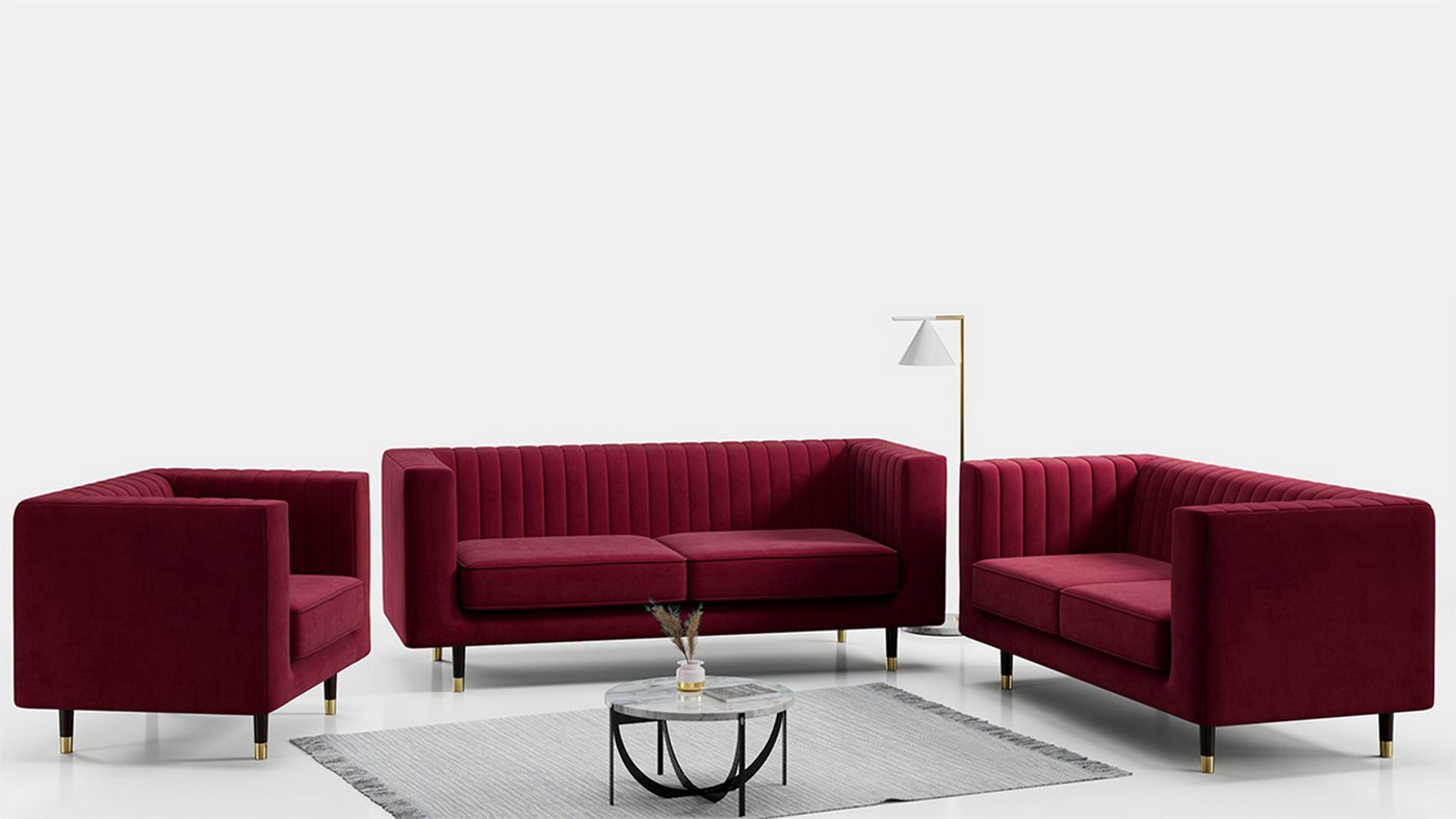 MKS MÖBEL Sofa ELMO 3 2 1, Möbelset mit hohen Beinen, im modischen Stil, Loungemöbel von MKS MÖBEL