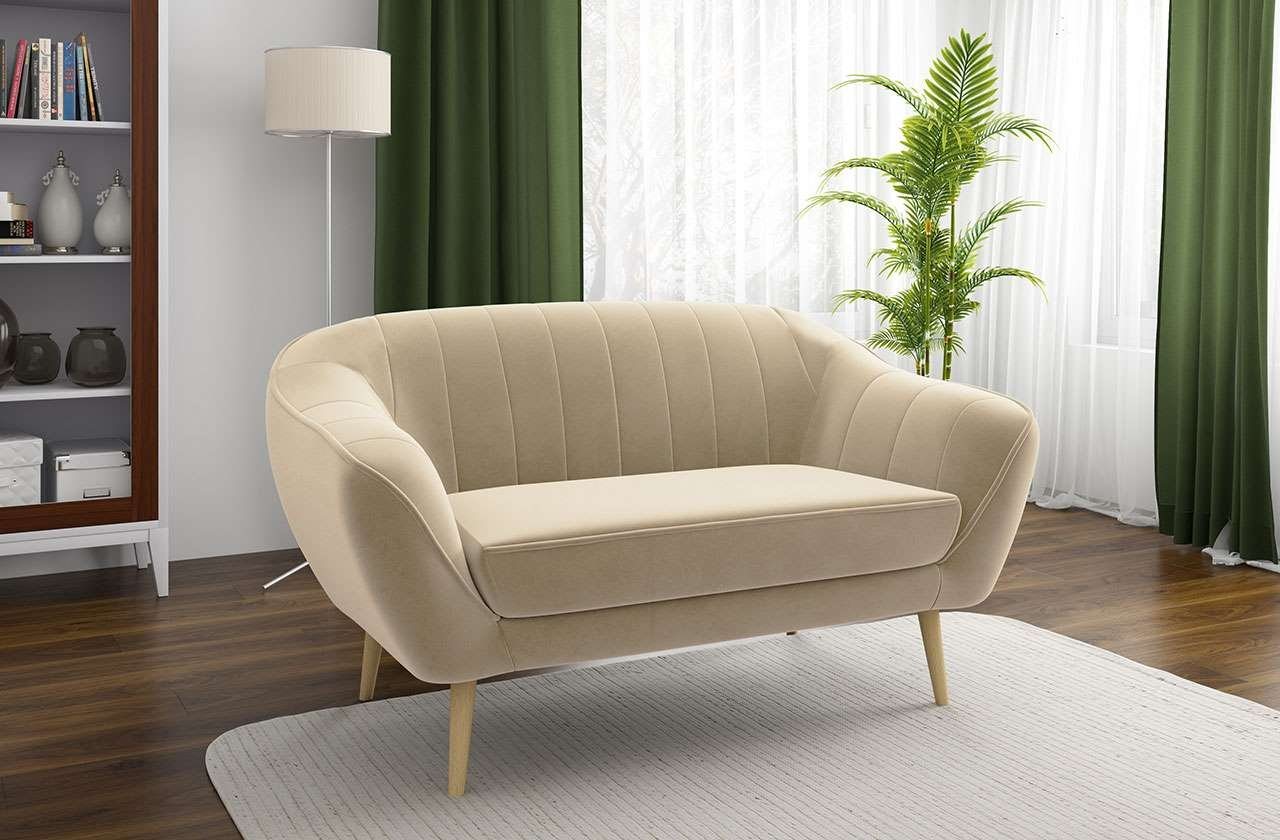 MKS MÖBEL Sofa GAJA 2 Sitzer, Set, Buchenbeine, T30-Schaum, Dekorative Nähte, Holzbeine, Federsitz, Skandinavischer Stil von MKS MÖBEL