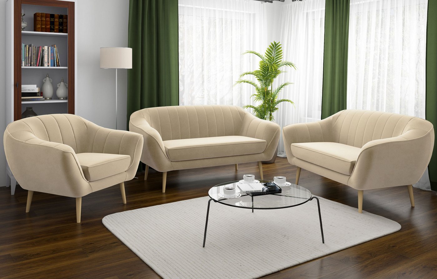 MKS MÖBEL Sofa GAJA 3 2 1, Sofa Set 3+2+1, Skandinavische Deko Polstersofa, Loungesofas und Sessel von MKS MÖBEL