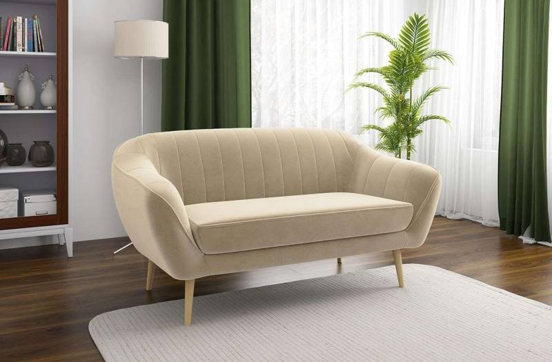 MKS MÖBEL Sofa GAJA 3 Sitzer, Set, Buchenbeine, T30-Schaum, Dekorative Nähte, Federsitz, Holzbeine, Skandinavischer Stil von MKS MÖBEL