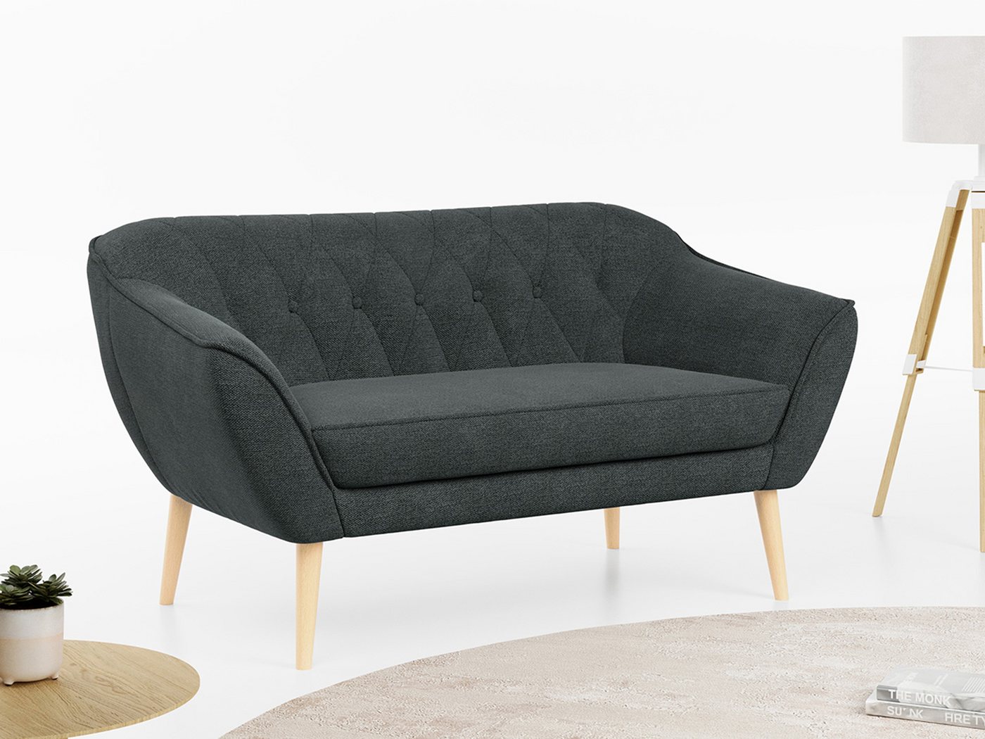 MKS MÖBEL Sofa PIRS-2 Sitzer, Set, Sofa 2-sitzer, T30-Schaum, Skandinavischer Stil, Gesteppte Polsterung, Holzbeine von MKS MÖBEL