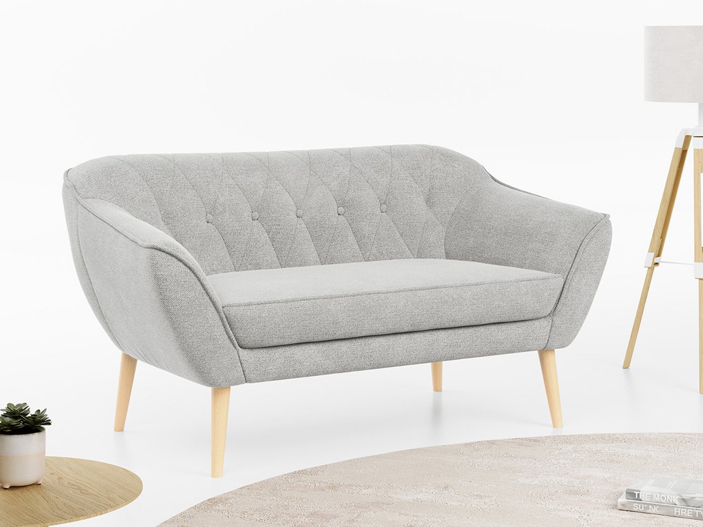 MKS MÖBEL Sofa PIRS-2 Sitzer, Set, Sofa 2-sitzer, T30-Schaum, Skandinavischer Stil, Gesteppte Polsterung, Holzbeine von MKS MÖBEL