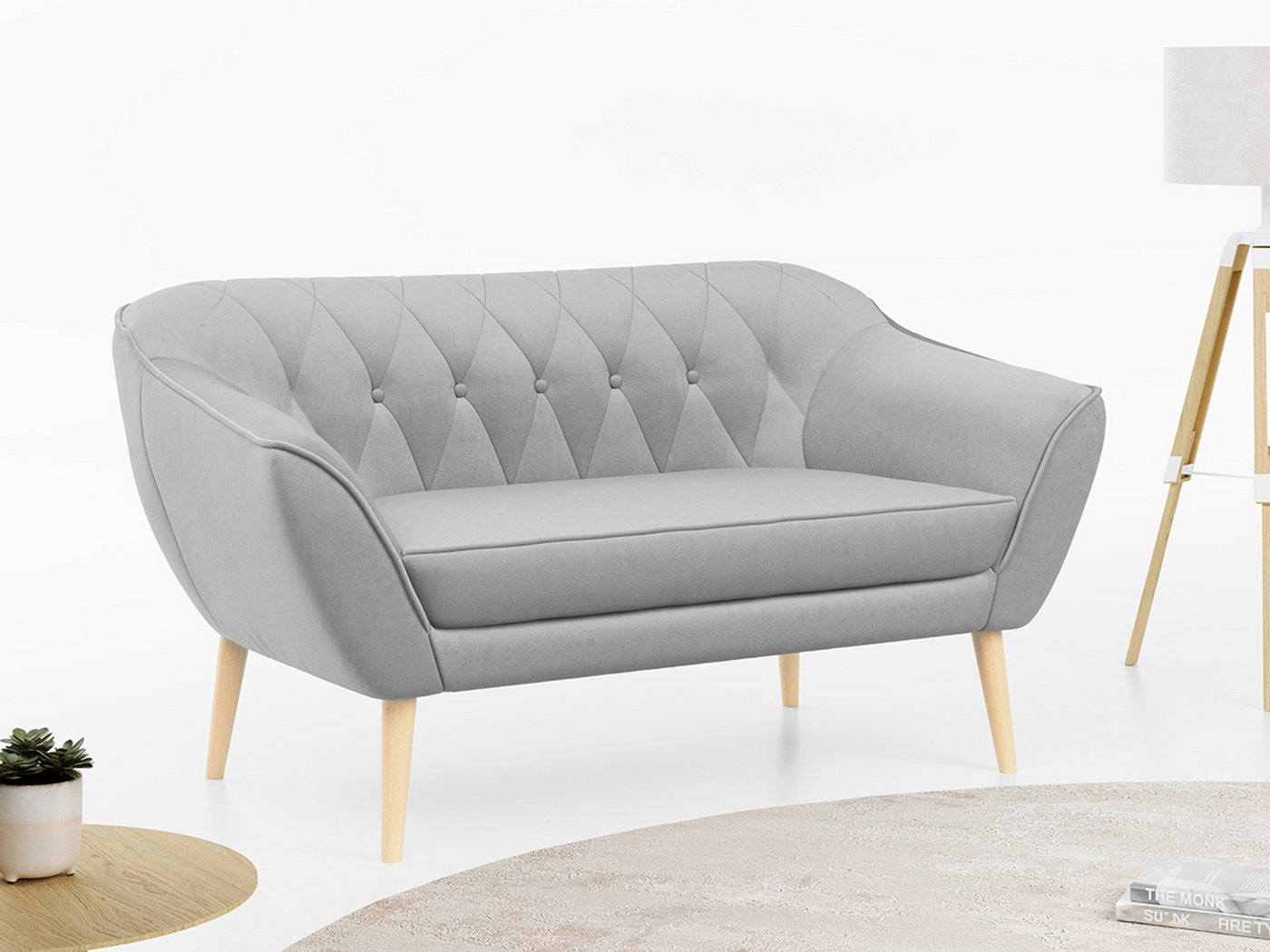 MKS MÖBEL Sofa PIRS-2 Sitzer, Set, Sofa 2-sitzer, T30-Schaum, Skandinavischer Stil, Gesteppte Polsterung, Holzbeine von MKS MÖBEL