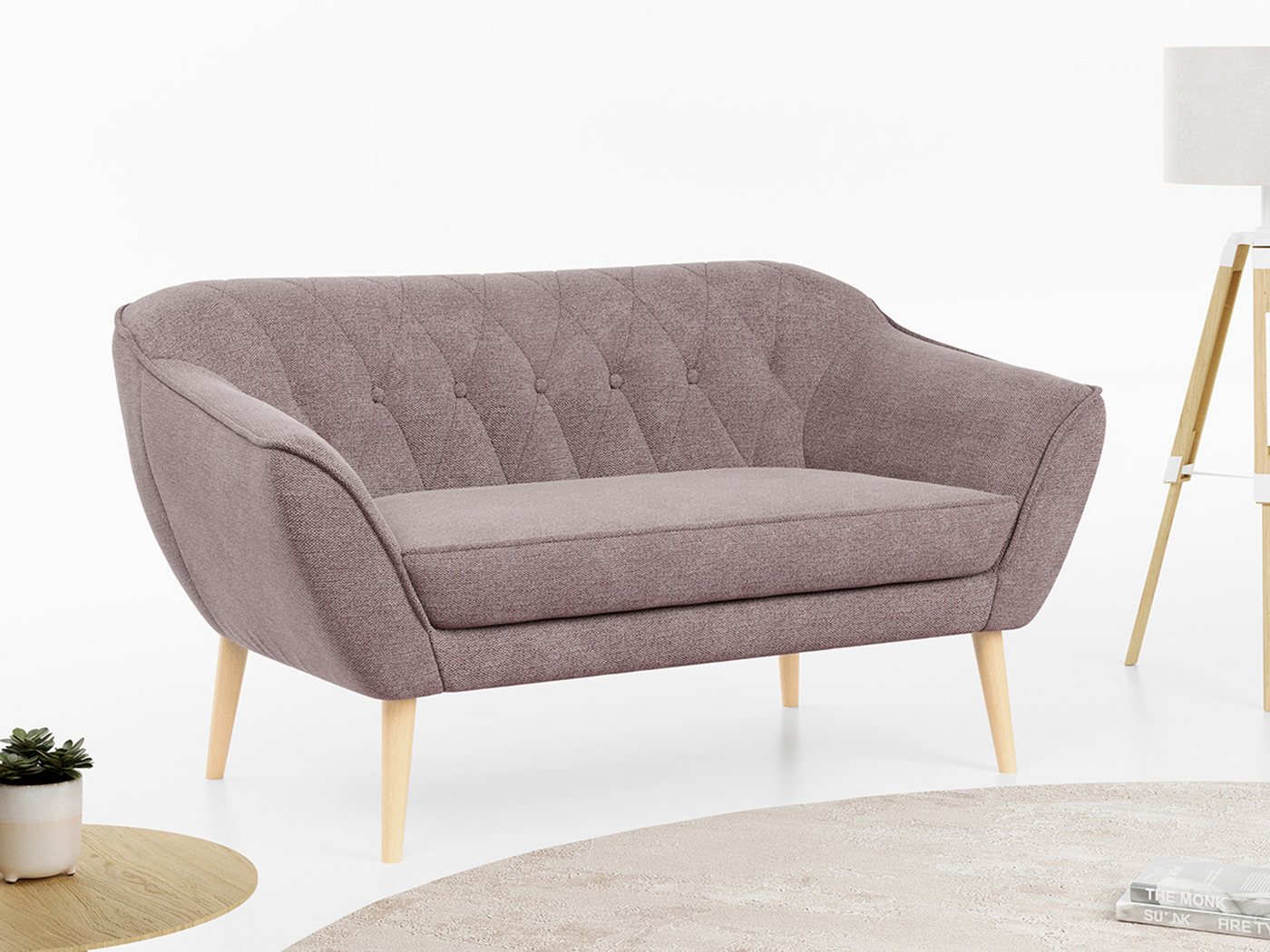 MKS MÖBEL Sofa PIRS-2 Sitzer, Set, Sofa 2-sitzer, T30-Schaum, Skandinavischer Stil, Gesteppte Polsterung, Holzbeine von MKS MÖBEL