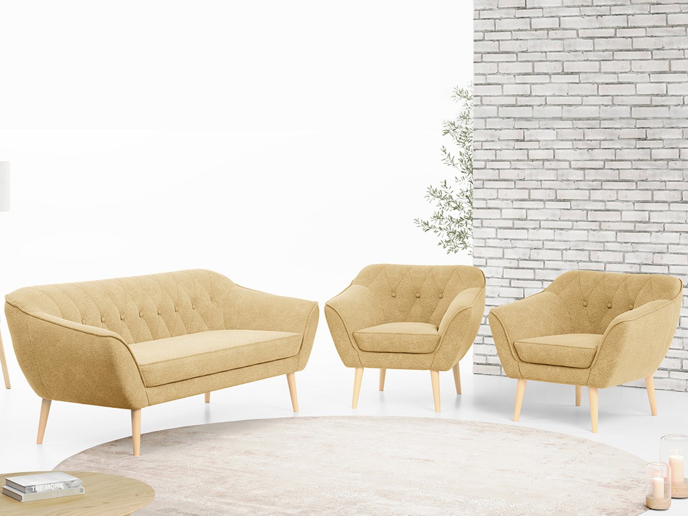 MKS MÖBEL Sofa PIRS 3 1 1, mit Relaxfunktion, Moderne Sofa Set, Skandinavische Deko von MKS MÖBEL