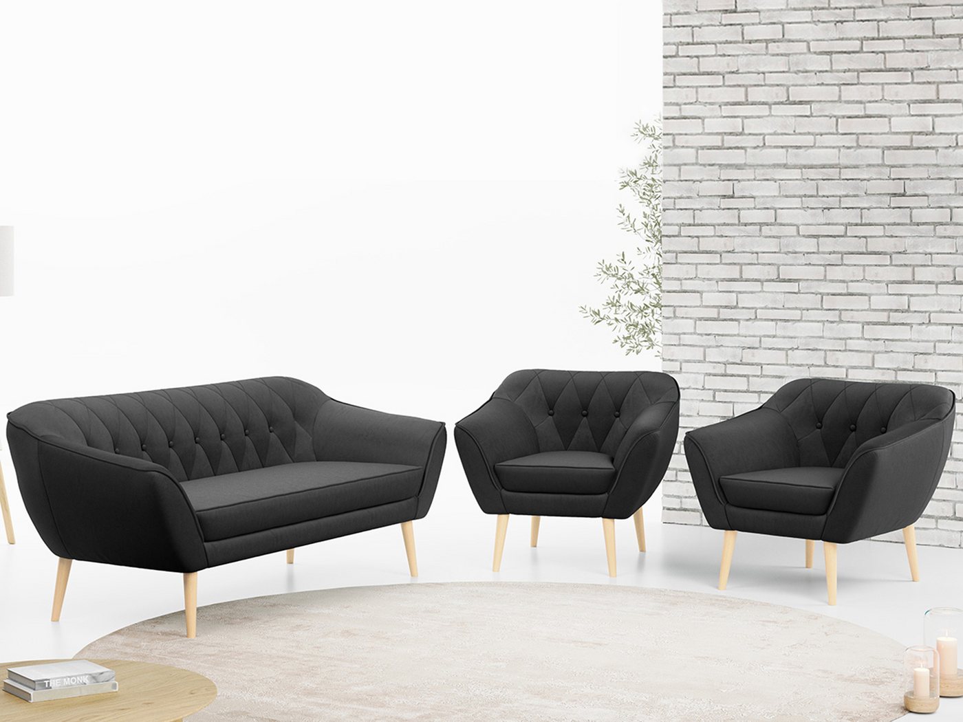 MKS MÖBEL Sofa PIRS 3 1 1, mit Relaxfunktion, Moderne Sofa Set, Skandinavische Deko von MKS MÖBEL