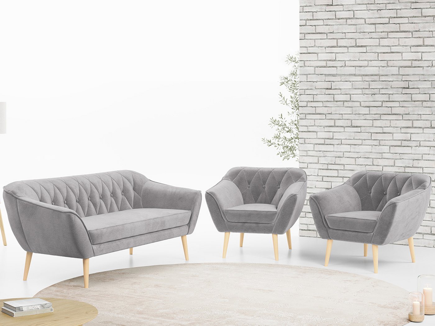 MKS MÖBEL Sofa PIRS 3 1 1, mit Relaxfunktion, Moderne Sofa Set, Skandinavische Deko von MKS MÖBEL