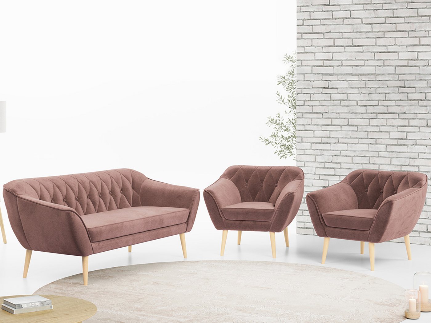 MKS MÖBEL Sofa PIRS 3 1 1, mit Relaxfunktion, Moderne Sofa Set, Skandinavische Deko von MKS MÖBEL