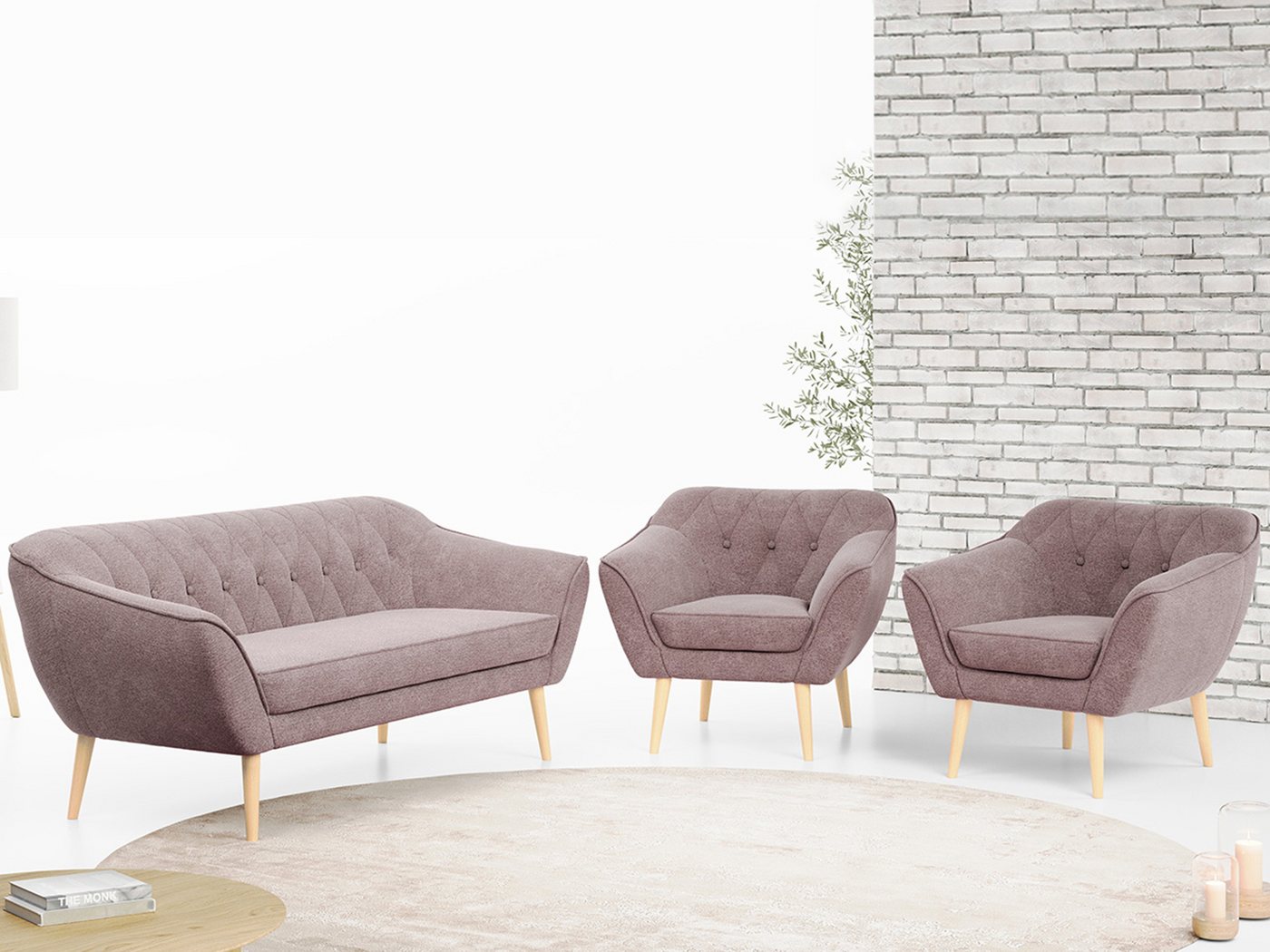 MKS MÖBEL Sofa PIRS 3 1 1, mit Relaxfunktion, Moderne Sofa Set, Skandinavische Deko von MKS MÖBEL