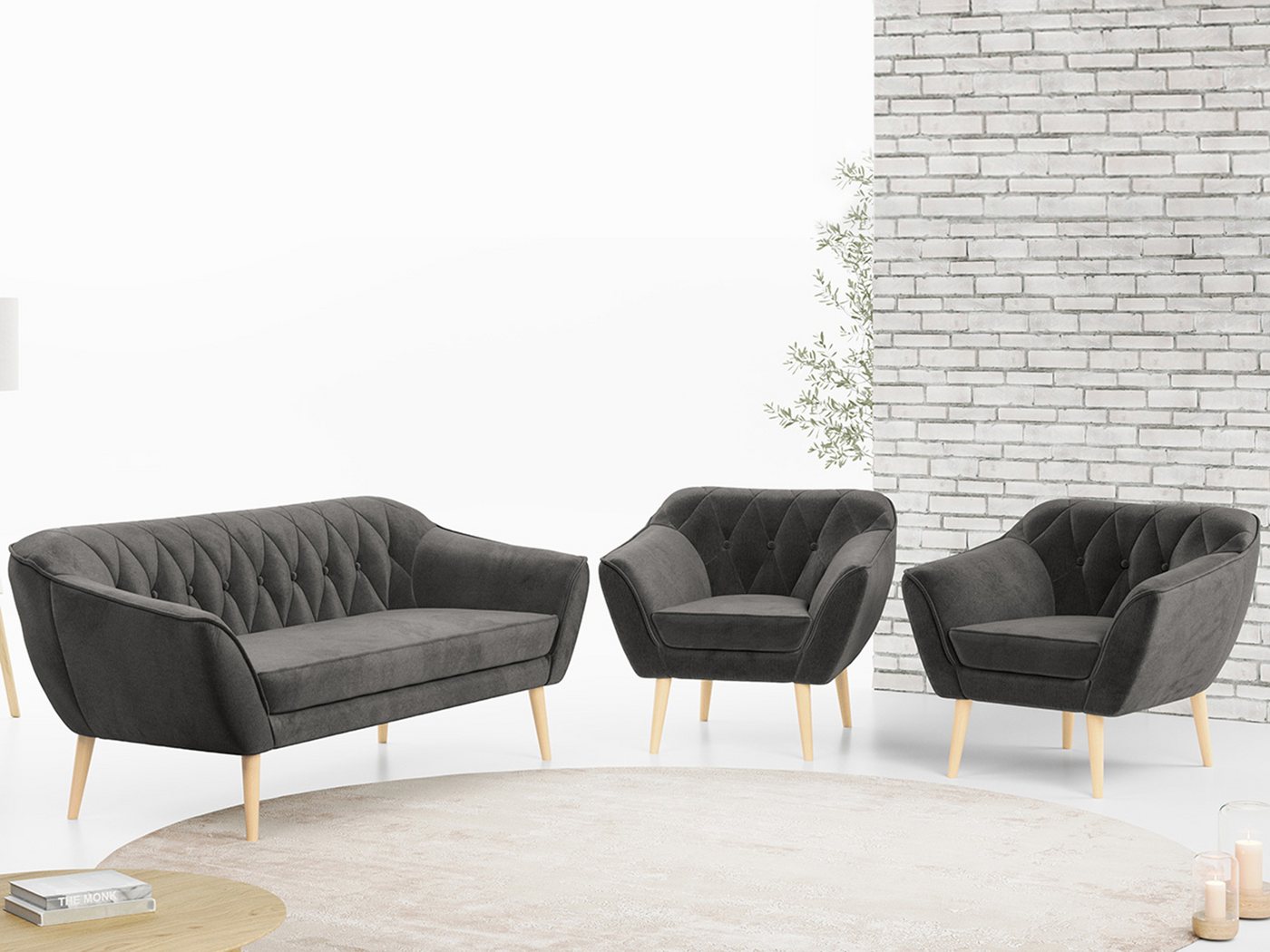 MKS MÖBEL Sofa PIRS 3 1 1, mit Relaxfunktion, Moderne Sofa Set, Skandinavische Deko von MKS MÖBEL