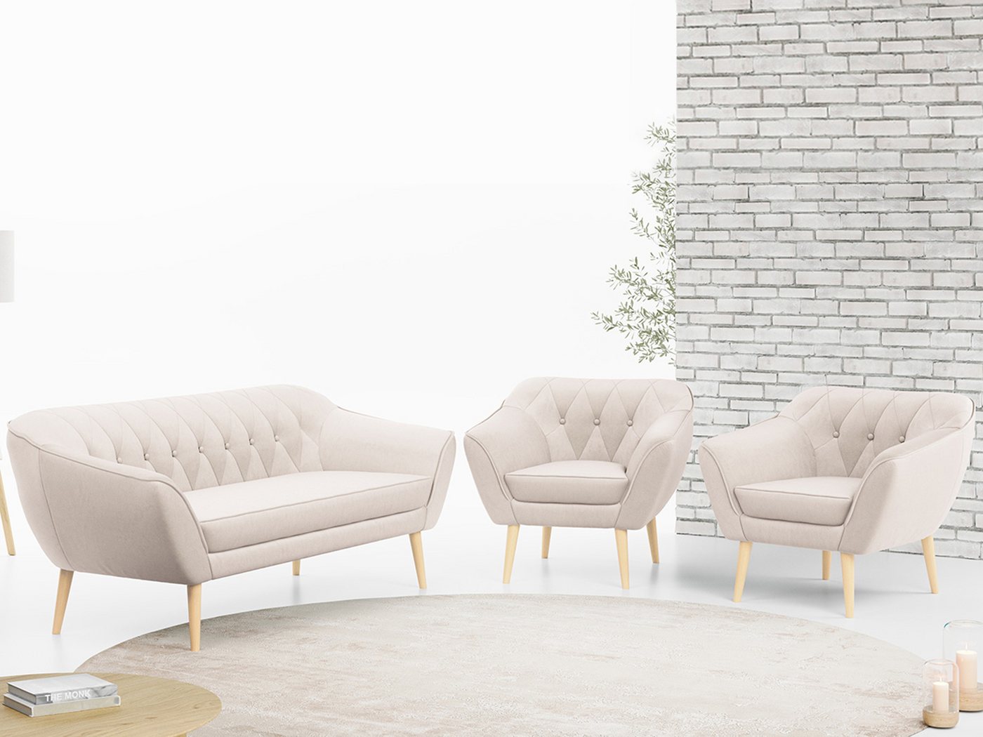 MKS MÖBEL Sofa PIRS 3 1 1, mit Relaxfunktion, Moderne Sofa Set, Skandinavische Deko von MKS MÖBEL