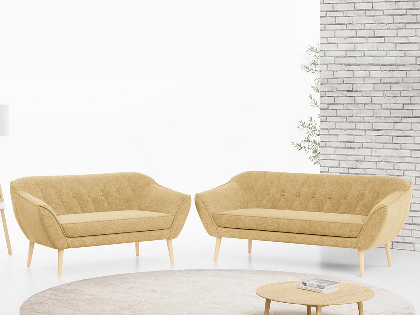 MKS MÖBEL Sofa PIRS 3 2, Skandinavischer Stil, Gesteppte Polsterung, Moderne Sofa Set 3 + 2 von MKS MÖBEL