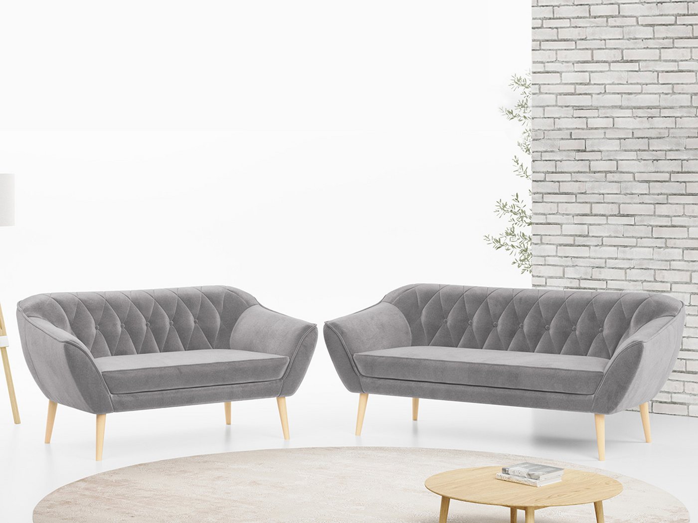 MKS MÖBEL Sofa PIRS 3 2, Skandinavischer Stil, Gesteppte Polsterung, Moderne Sofa Set 3 + 2 von MKS MÖBEL