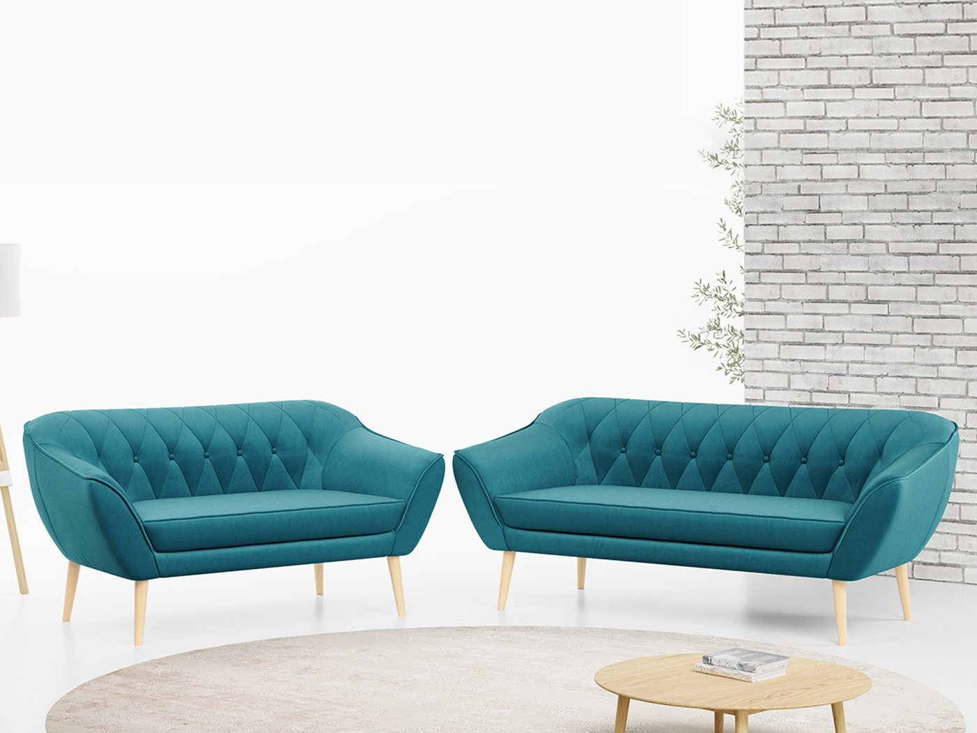 MKS MÖBEL Sofa PIRS 3 2, Skandinavischer Stil, Gesteppte Polsterung, Moderne Sofa Set 3 + 2 von MKS MÖBEL