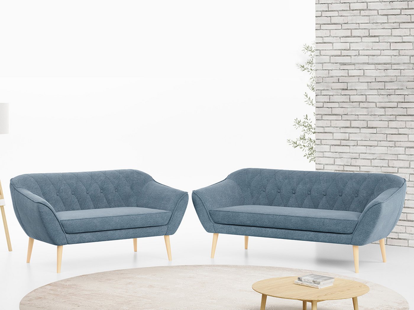 MKS MÖBEL Sofa PIRS 3 2, Skandinavischer Stil, Gesteppte Polsterung, Moderne Sofa Set 3 + 2 von MKS MÖBEL