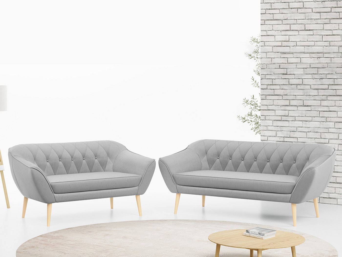 MKS MÖBEL Sofa PIRS 3 2, Skandinavischer Stil, Gesteppte Polsterung, Moderne Sofa Set 3 + 2 von MKS MÖBEL