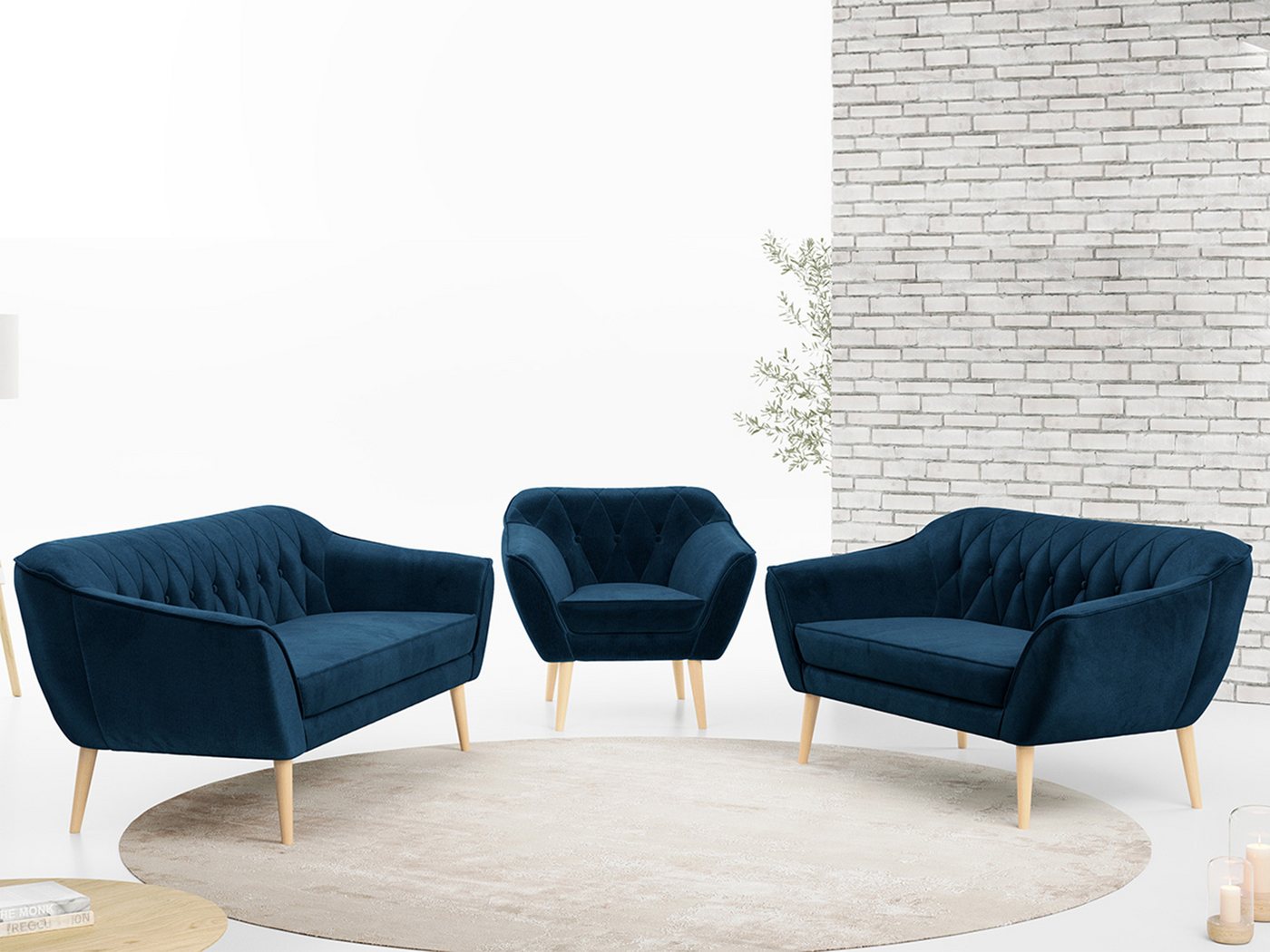 MKS MÖBEL Sofa PIRS 3 2 1, Moderne Sofa Set, Skandinavische Deko von MKS MÖBEL