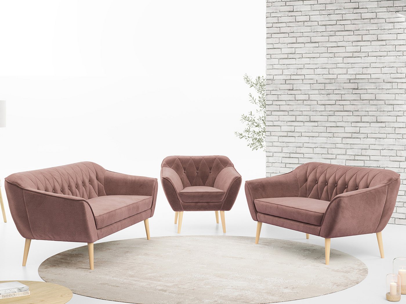 MKS MÖBEL Sofa PIRS 3 2 1, Moderne Sofa Set, Skandinavische Deko von MKS MÖBEL