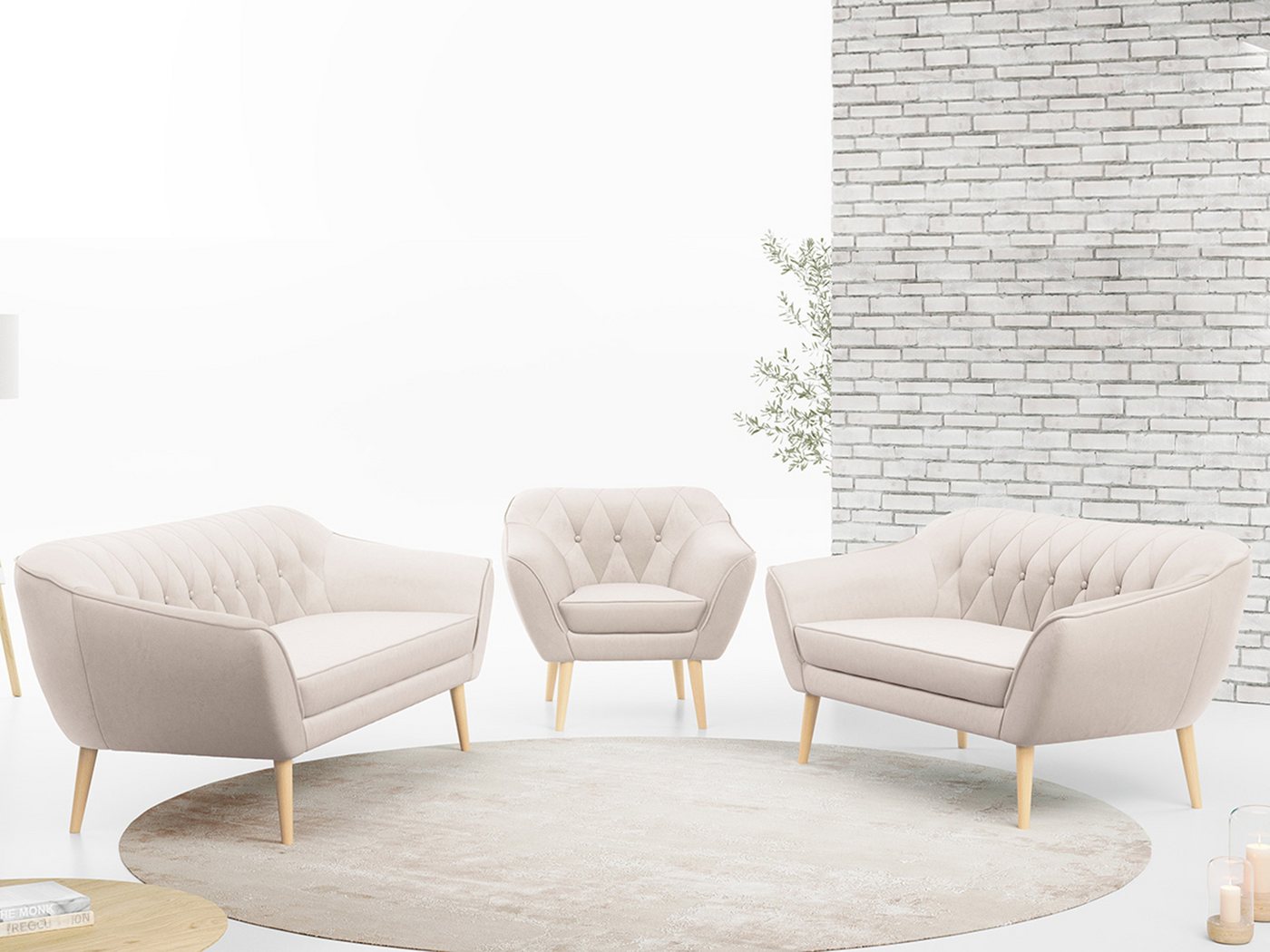 MKS MÖBEL Sofa PIRS 3 2 1, Moderne Sofa Set, Skandinavische Deko von MKS MÖBEL