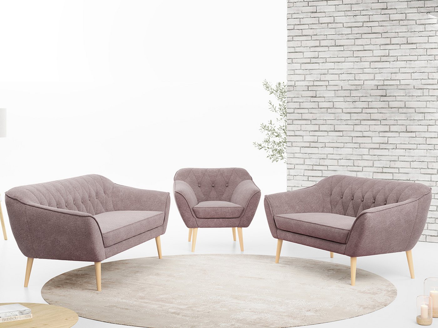 MKS MÖBEL Sofa PIRS 3 2 1, Moderne Sofa Set, Skandinavische Deko von MKS MÖBEL