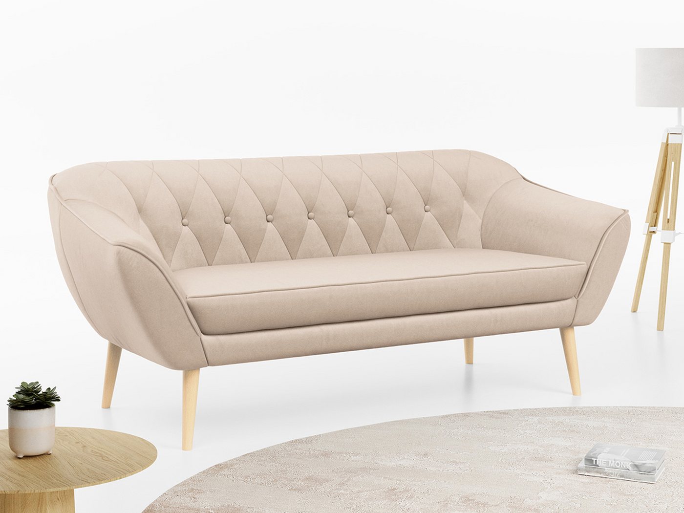 MKS MÖBEL Sofa PIRS-3 Sitzer, Set, Sofa 3-sitzer, T30-Schaum, Skandinavischer Stil, Gesteppte Polsterung, Holzbeine von MKS MÖBEL