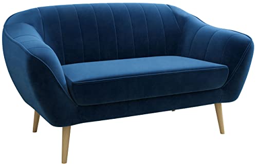 MKS MEBLE Moderne Sofa - Skandinavische Deko Polstersofa - Gaja Loungesofa - Zwei Personen Marineblau von MKS MEBLE