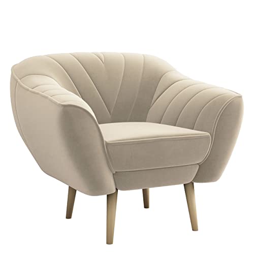 MKS MEBLE Sofa - Moderne Polstersofa - Skandinavische Deko Viki Loungesofa - Eine Persone Beige von MKS MEBLE