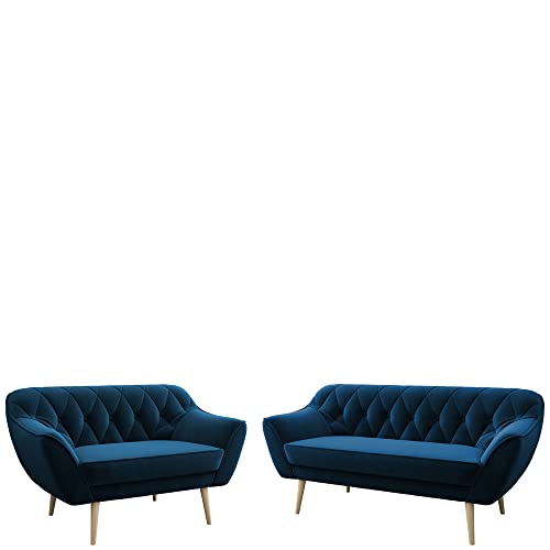 MKS MEBLE Sofa Blau - Moderne Sofa Set 3+2 - Skandinavische Deko Polstersofa - Pirs Zwei Loungesofas - Fünf Personen Dunkelblau MKS MEBLE Sofa Blau - Moderne Sofa Set 3+2 - Skandinavische Deko Polstersofa - Pirs Zwei Loungesofas - Fünf Personen Dunkelblau von MKS MEBLE