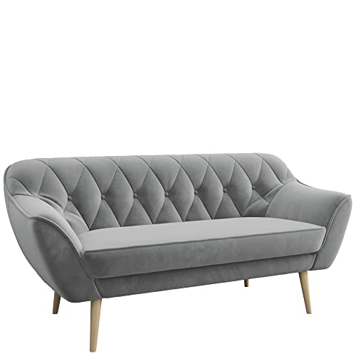 MKS MEBLE Sofa - Moderne Sofa - Skandinavische Deko Polstersofa - Pirs Loungesofa - DREI Personen Grau von MKS MEBLE