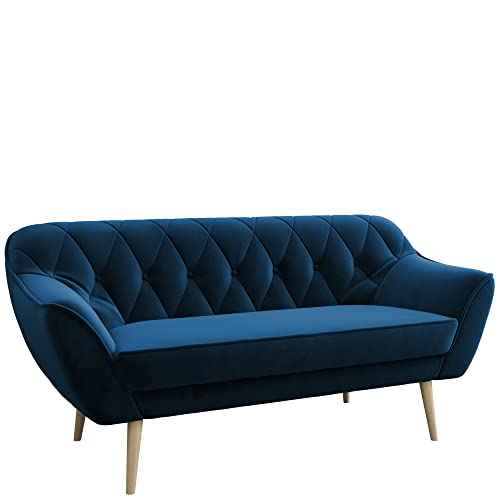 MKS MEBLE Sofa - Moderne Sofa - Skandinavische Deko Polstersofa - Pirs Loungesofa - DREI Personen Marineblau von MKS MEBLE