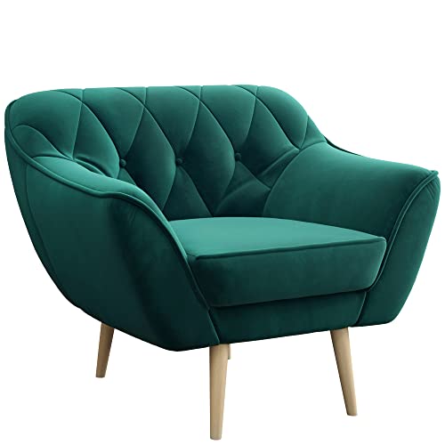 MKS MEBLE Sofa - Moderne Sofa - Skandinavische Deko Polstersofa - Pirs Loungesofa - Eine Persone Flaschengrün von MKS MEBLE